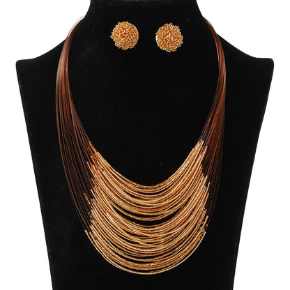 Bohemian Multi-Layer Beaded Necklace and Earring Set for Women