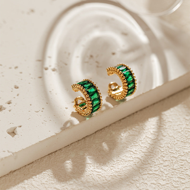 Vintage Elegant Zircon Clip Earrings