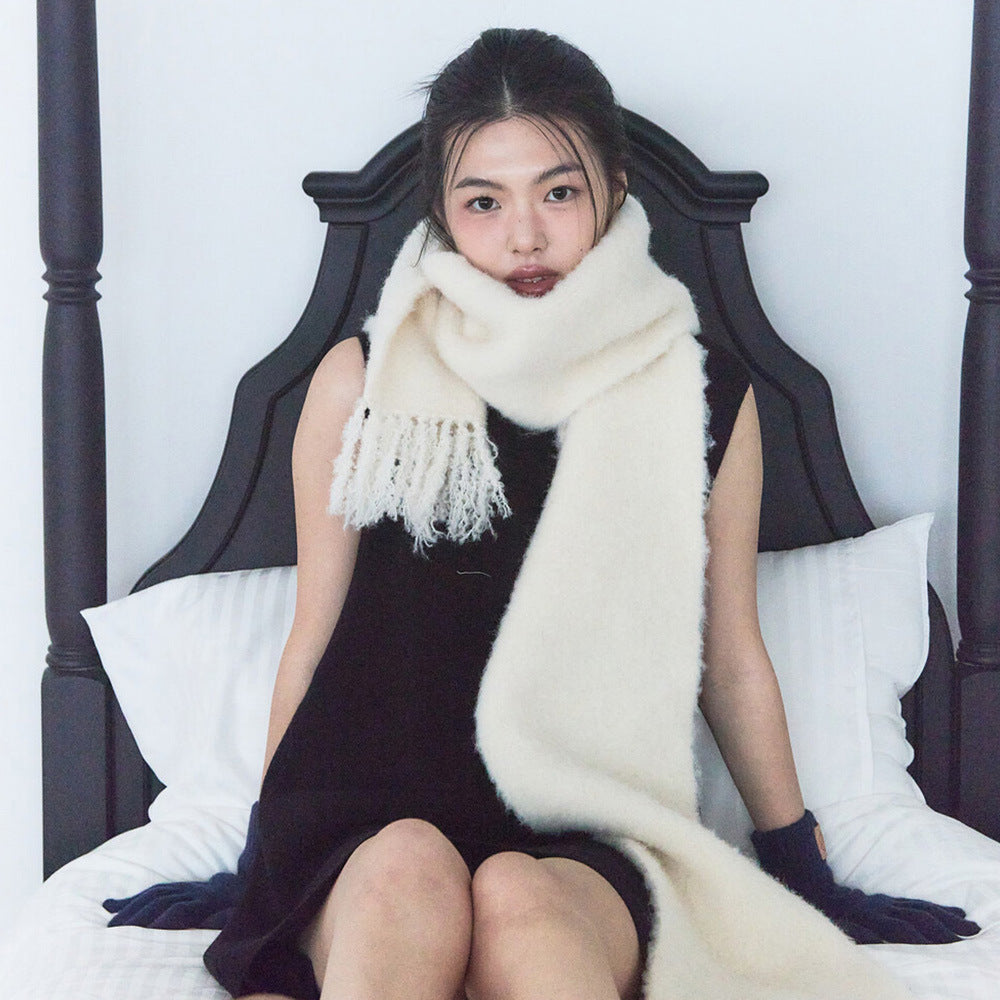 Solid Color Knitted Scarf for Women