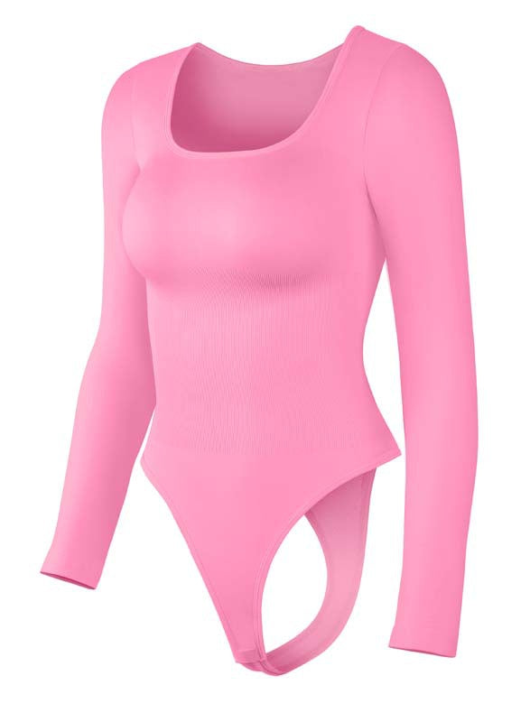 Seamless Bodycon Square Neck Button Dress