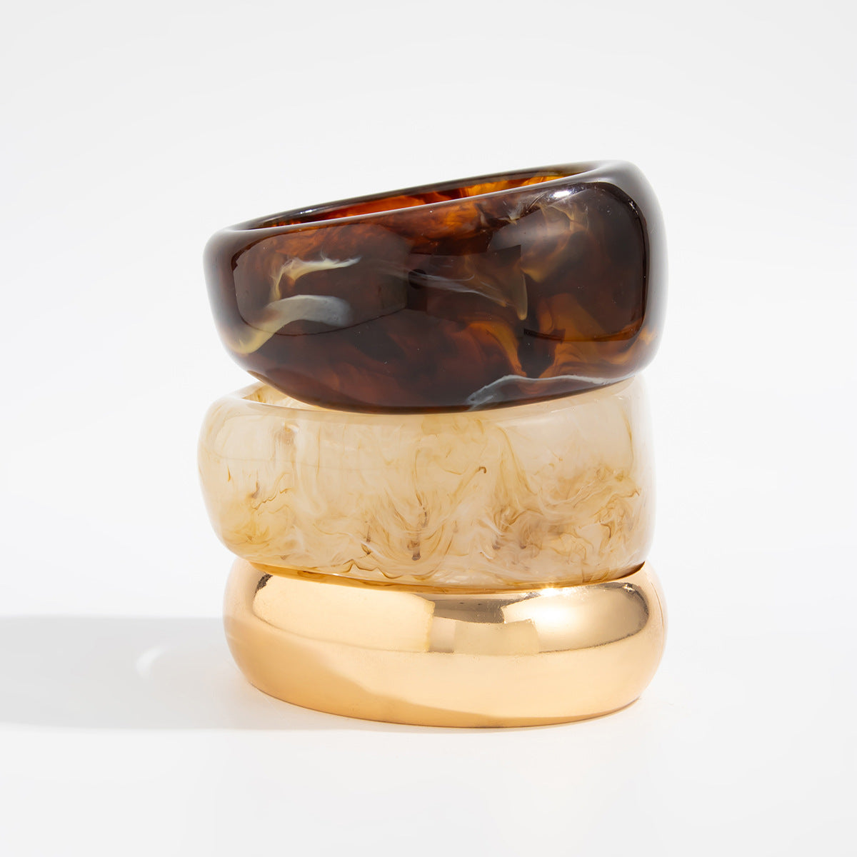 Vintage Ombre Semi-Transparent Resin Bracelet Stylish Irregular Polygon Stretchable Bangle