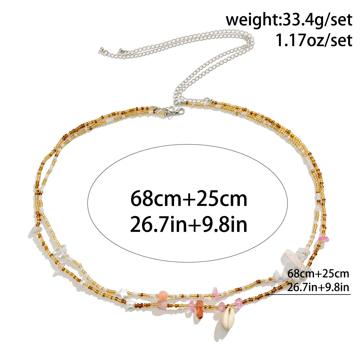 Boho Layered Shell Stone Bead Body Chain
