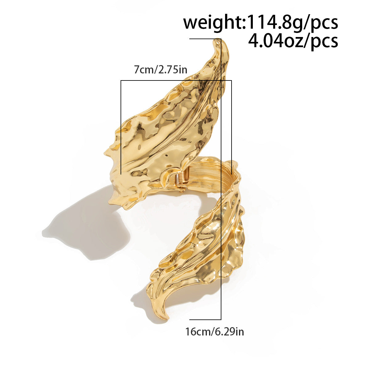 Liquid Metal Leaf Cuff Bracelet Stylish Spring-Loaded Bangle