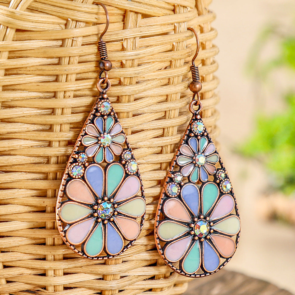 Colorful Alloy Drop Earrings Bohemian Style Fashionable Accessories