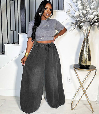 Trendy Women'S Loose Denim Wide Leg Pants
