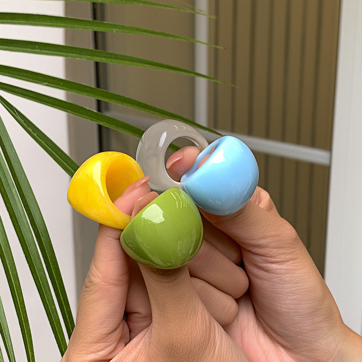 Trendy Geometric Acrylic Statement Ring For Women