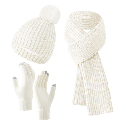 Warm Knitted Winter Hat, Scarf, And Gloves Set
