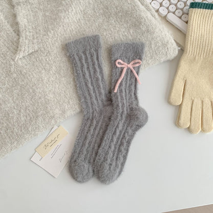 Fuzzy Soft Cable Knit Plush Crew Socks