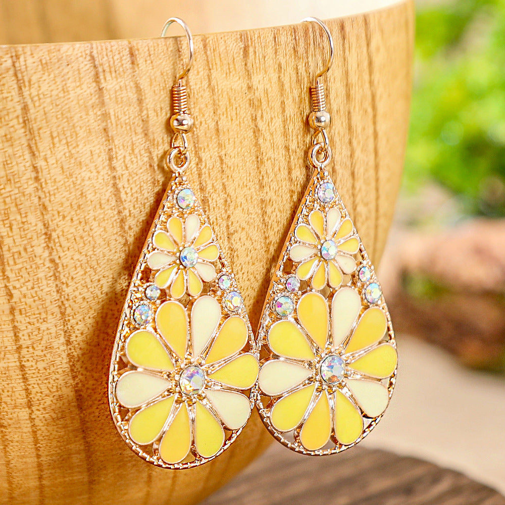 Colorful Alloy Drop Earrings Bohemian Style Fashionable Accessories