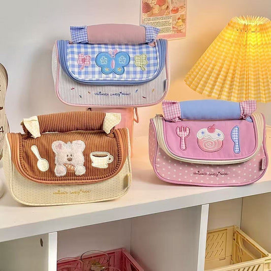 Strawberry Roll Pencil Case Cute Portable Storage Bag for Students