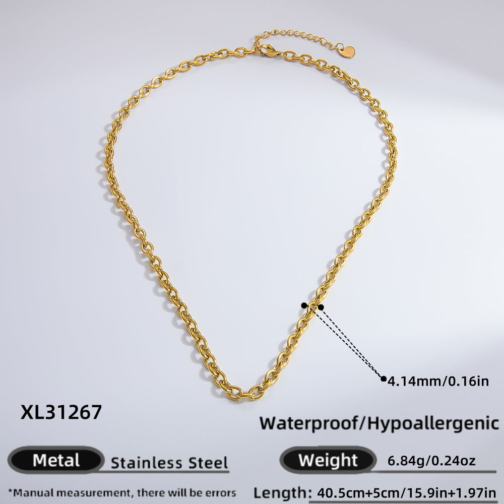 Geometric Stainless Steel 18k Gold Plated Layered Necklace for Women