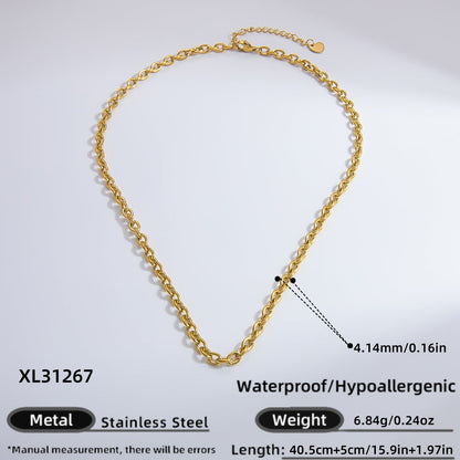 Geometric Stainless Steel 18k Gold Plated Layered Necklace for Women