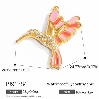 Butterfly Pendant Necklace Natural Stone Stainless Steel Jewelry