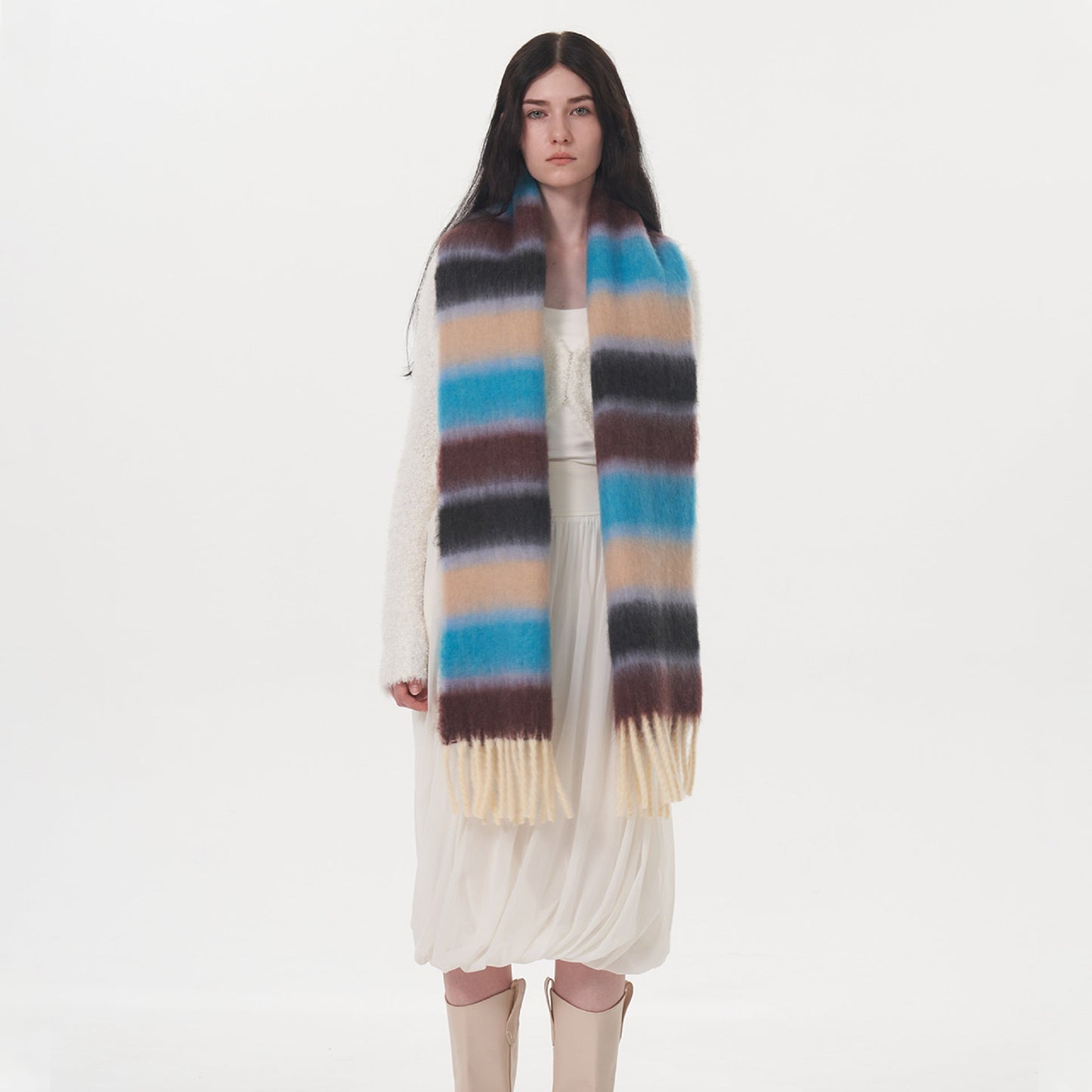 2+ Patchwork Striped Mohair Thick Scarves
