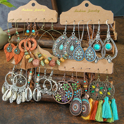 Bohemian Tassel Earrings Set Vintage Style Fashion Jewelry