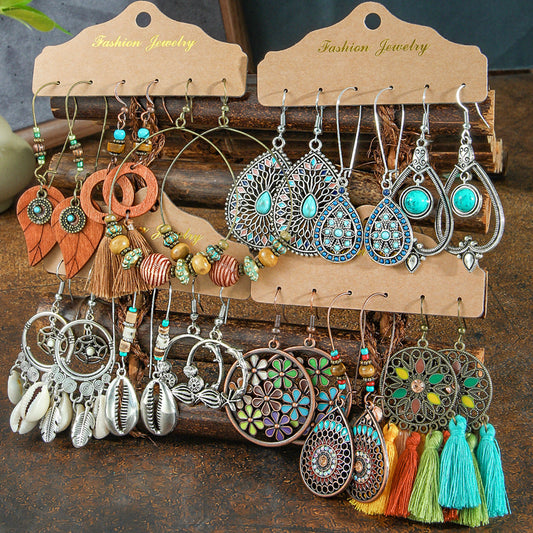 Bohemian Tassel Earrings Set Vintage Style Fashion Jewelry