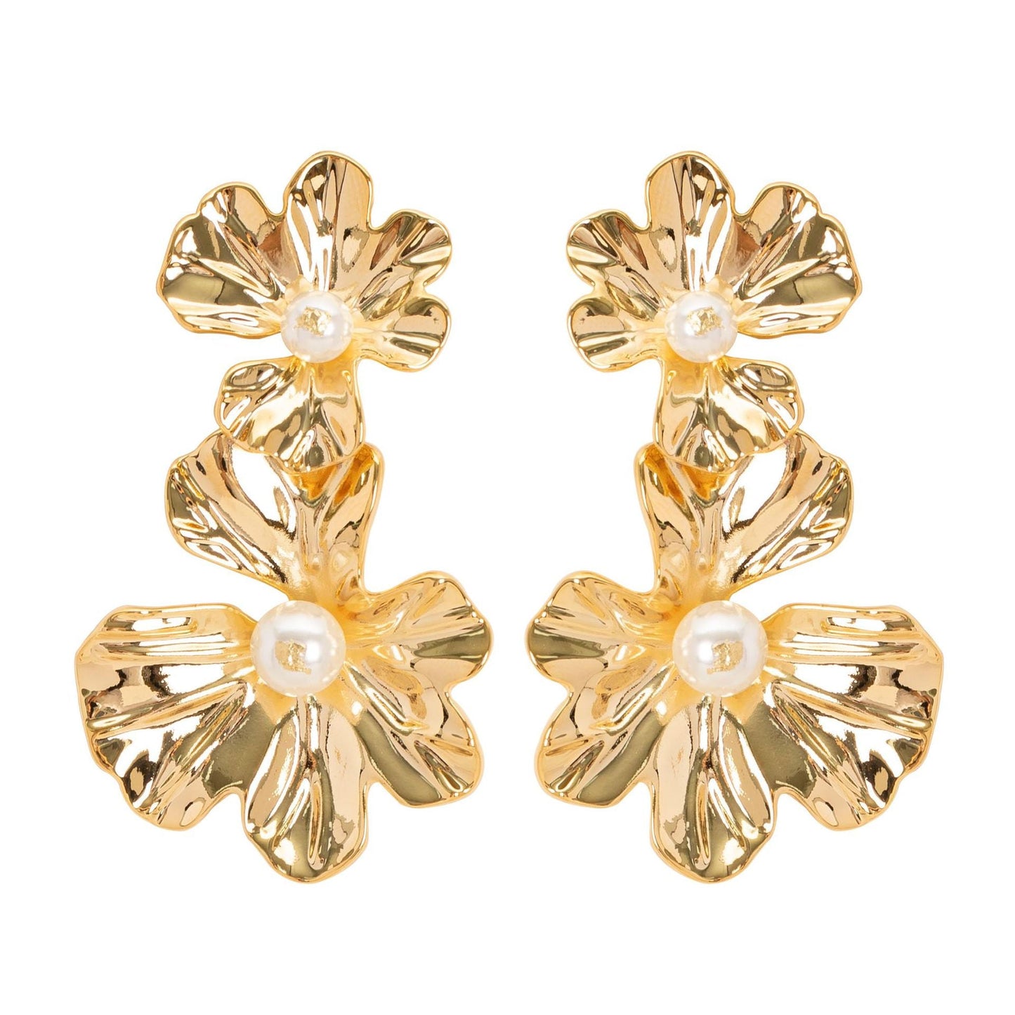 Exaggerated Floral Pearl Earrings For Women Stylish And Elegant