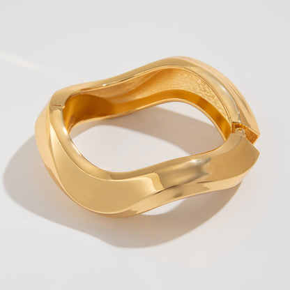 Hip Hop Oval Curved Shine Bracelet Unique Irregular Wave Design