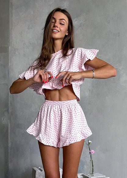 Ruffled Lounge Set Soft Fabric Playful Style