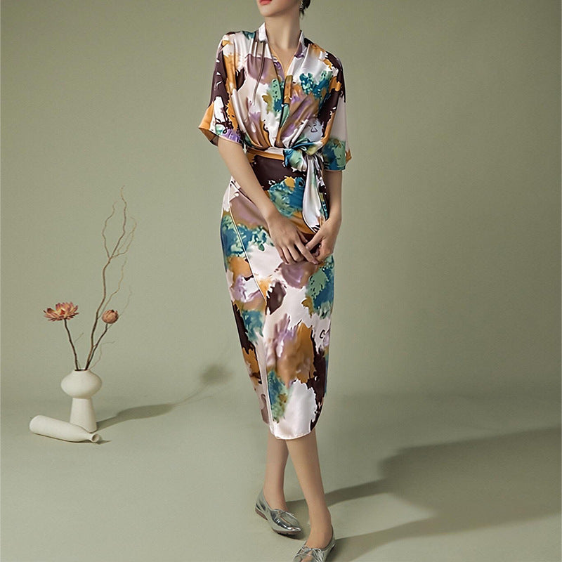 Elegant Floral Print High-Waisted Dress