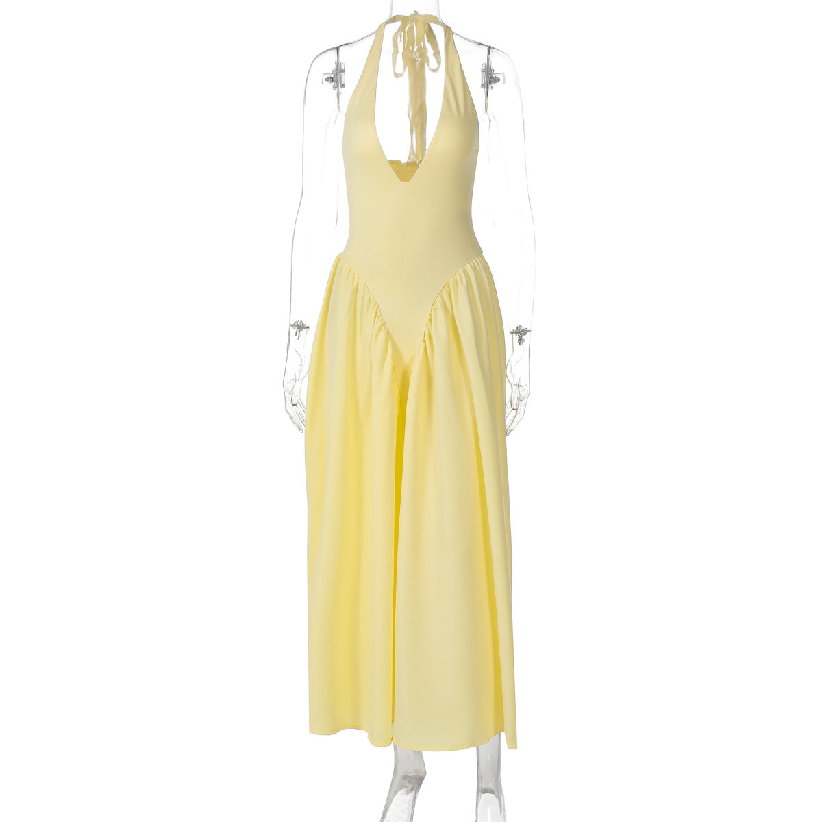 Deep V Lace Hollow-Out Maxi Dress Elegant Casual Dress