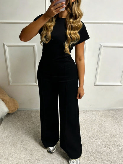 Casual Short Sleeve T-Shirt and Long Pants Set for Women