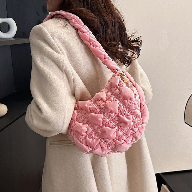 Trendy Velvet Cloud Bag Small Shoulder Bag