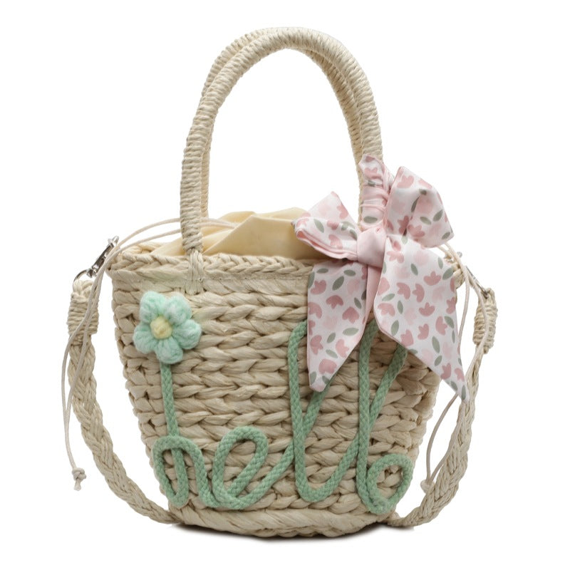 Trendy Beach Tote Bag With Letter Decoration And Scarf