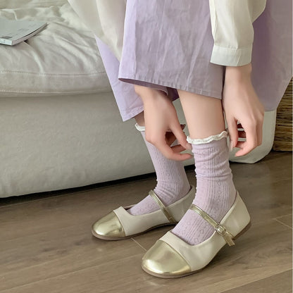Rufia - Purple Butterfly Floral Sheer Socks