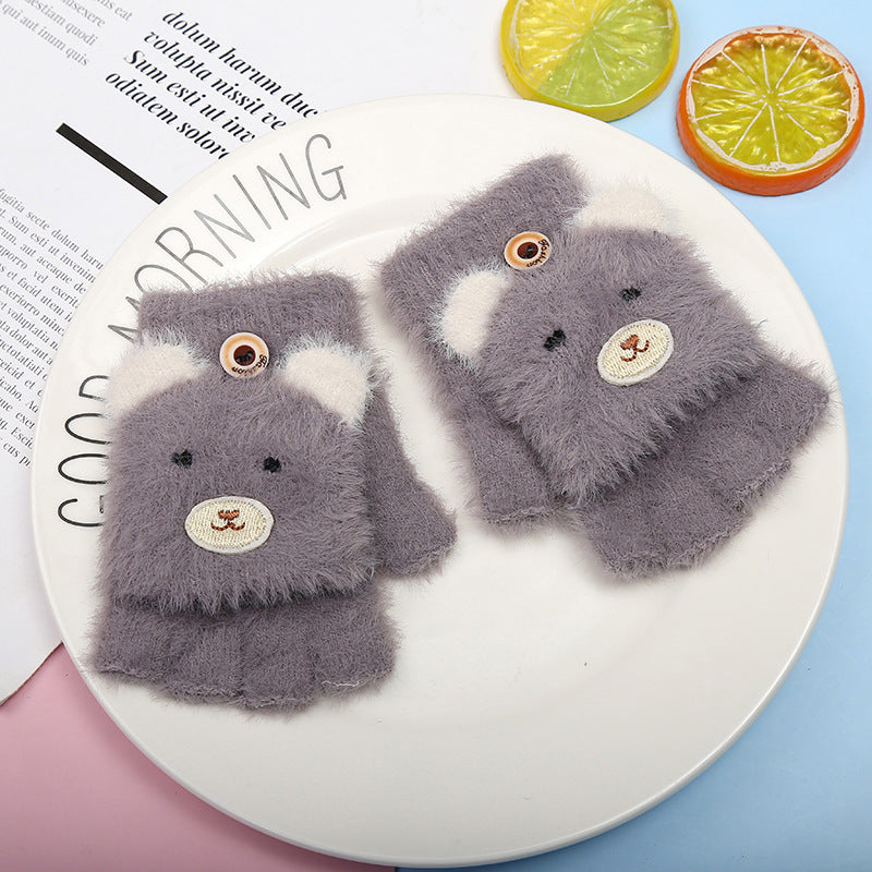 Cute Cartoon Fleece Gloves for Kids and Adults