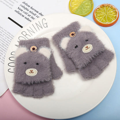 Cute Cartoon Fleece Gloves for Kids and Adults