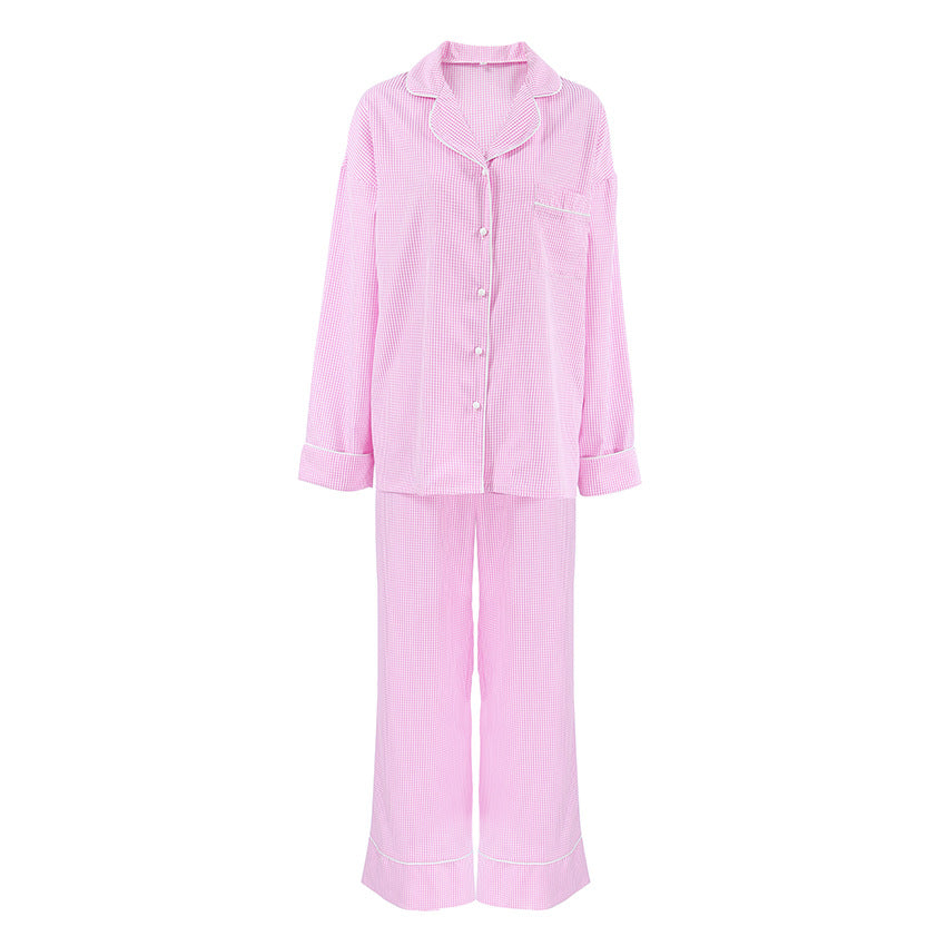 Color Block Plaid Loungewear Pajamas Set
