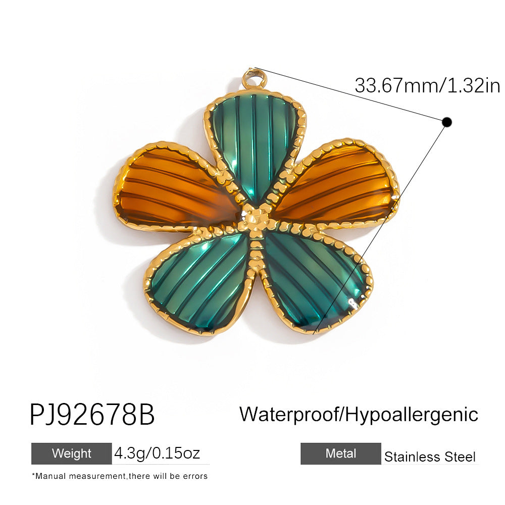 Heart Flower Pendant Accessories 18K Gold Plated Stainless Steel Jewelry
