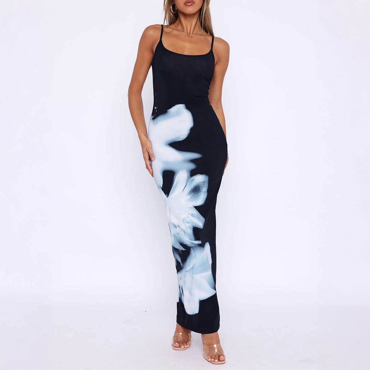Elegant Floral Print Casual Midi Slip Dress
