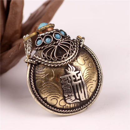 Hand-Made Tibetan Retro Folk Style Gagawu Box Small Pot Necklace Pendant For Men And Women
