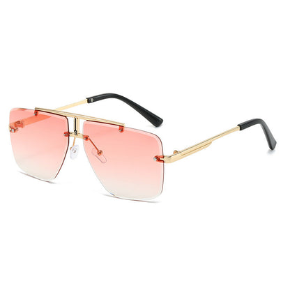 Retro Square Frame Unframed Sunglasses for Men