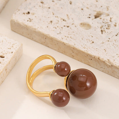 Elegant Adjustable Red Pearl Ring For Women