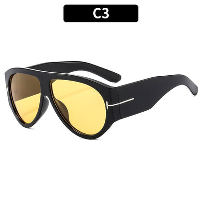 Fashion T-Shaped Oval Sunglasses UV400 Protection Trendy Shades