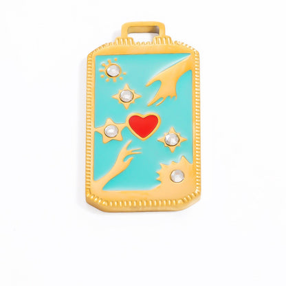 Fashionable Punk Tarot Card Pendant with Stars, Mermaid, and Heart Design