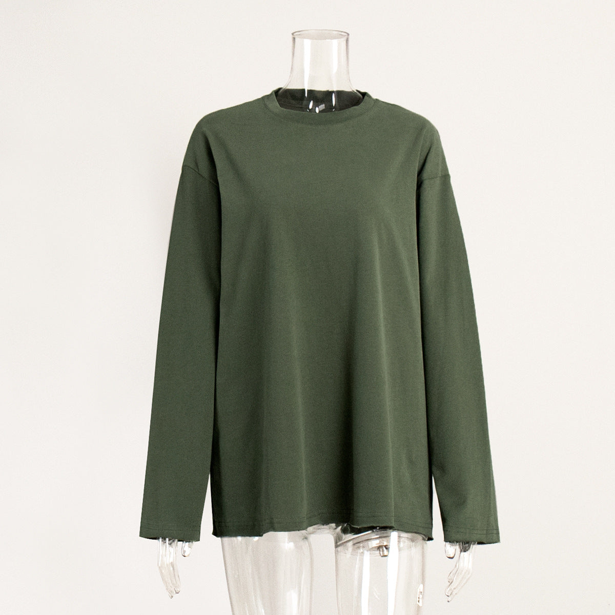 Oversized Solid Color Cotton T-Shirt for Women