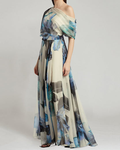 Bohemian Floral Maxi Dress With Tie Straps
