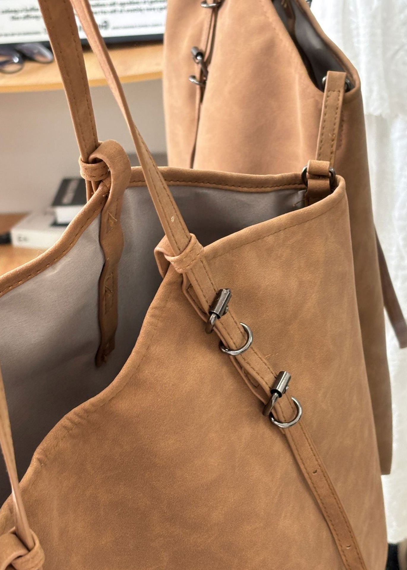 Faux Leather Tote Bag With Adjustable Straps
