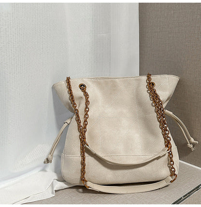 Retro Suede Tote Bag With Chain Strap Stylish Casual Shoulder Bag