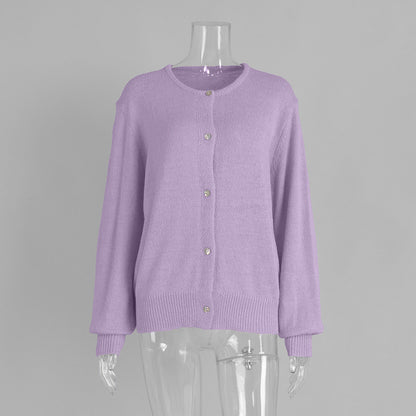 Minimalist Winter Solid Color Knit Cardigan