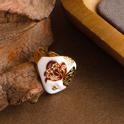 Stylish Creative New Chinese Opera Mask Ring Adjustable Open Band