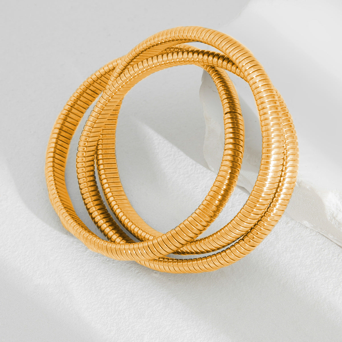 Vintage Metal Twist Line Bracelet Set With Irregular Ruffled Pearl