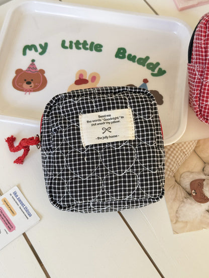 Heart Quilted Cosmetic Bag Stylish Portable Storage