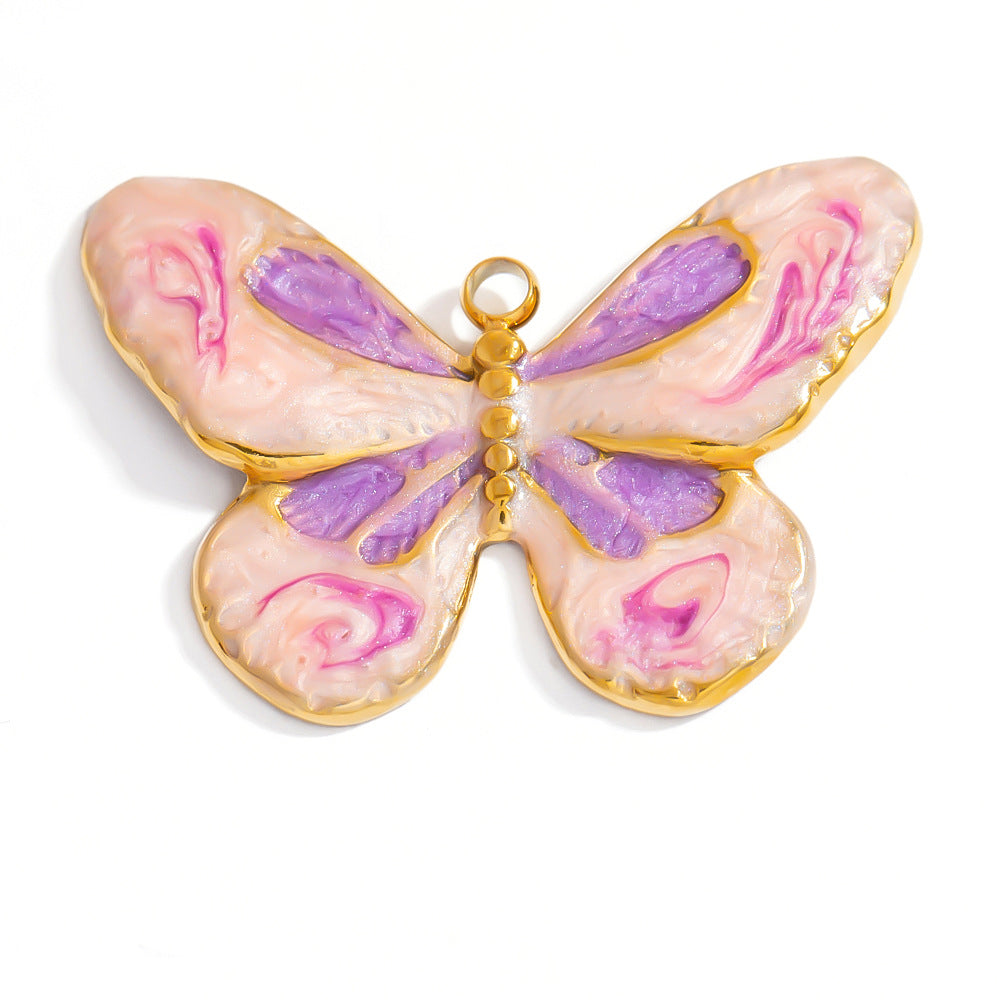 DIY Gradient Butterfly Flower Stainless Steel Pendants