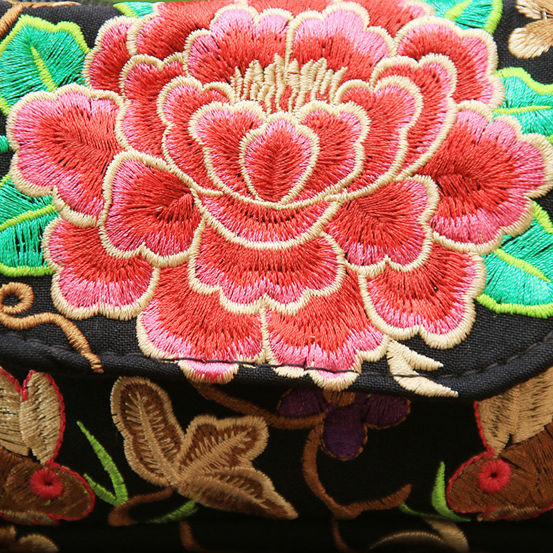 Tibetan Style Hand-Embroidered Small Square Bag Casual Canvas Ladies Bag