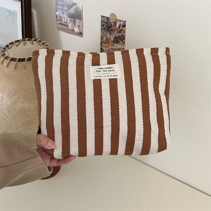 Striped Color Block Simple Make Up Bag